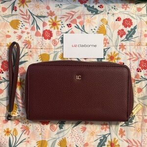 Liz Claiborne Maroon Wristlet Clutch